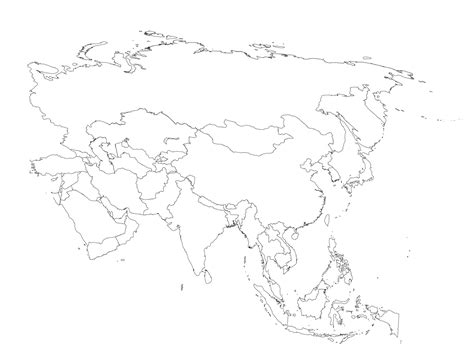 asia map black and white